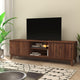 71" |#| Walnut 70" TV Stand with Adjustable Middle Shelf - Dual Soft Close Storage Doors
