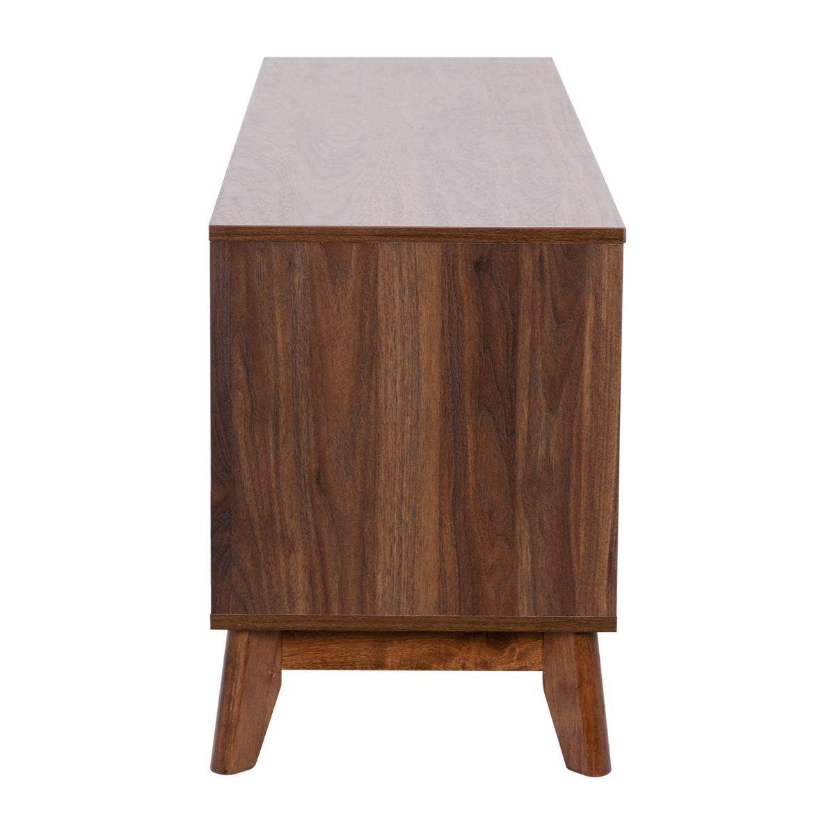 59" |#| Walnut 60" TV Stand with Adjustable Middle Shelf - Dual Soft Close Storage Doors