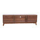 71" |#| Walnut 70" TV Stand with Adjustable Middle Shelf - Dual Soft Close Storage Doors