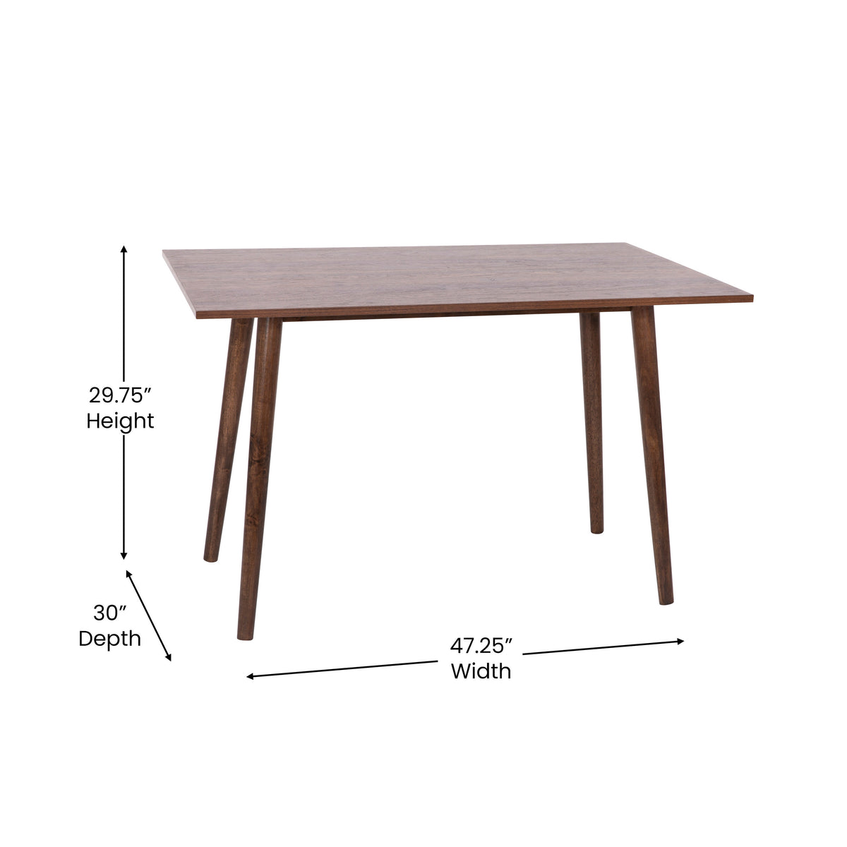 Mid-Century Modern Wooden Dining Table with Tapered Legs in Dark Walnut-Seats 4