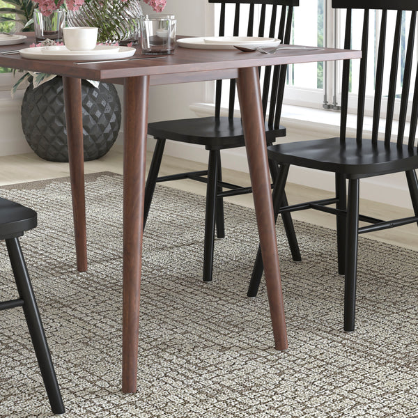 Mid-Century Modern Wooden Dining Table with Tapered Legs in Dark Walnut-Seats 4