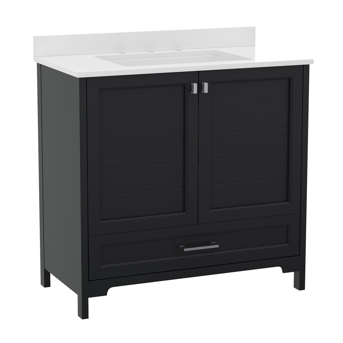 Black,36" |#| 36 Inch Bathroom Vanity with Undermount Sink, Cabinet, and Drawer in Black