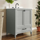 Gray Frame/Black Hardware,30" |#| 30 Inch Bathroom Vanity with Undermount Sink, Cabinet, and Drawer in Gray