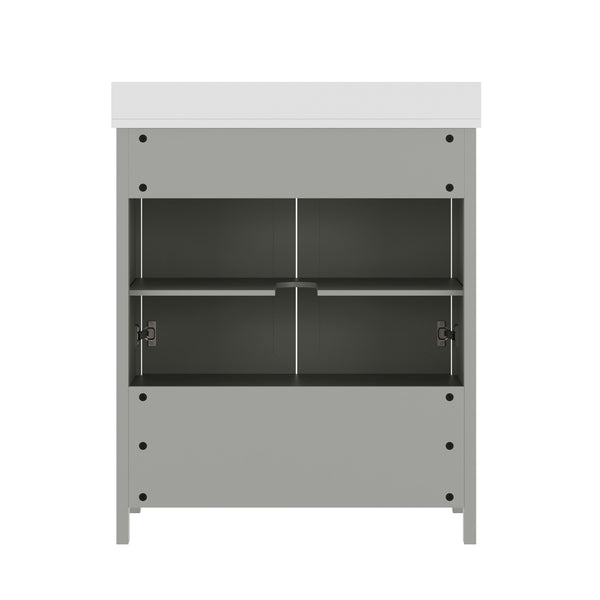 Gray Frame/Black Hardware,30" |#| 30 Inch Bathroom Vanity with Undermount Sink, Cabinet, and Drawer in Gray