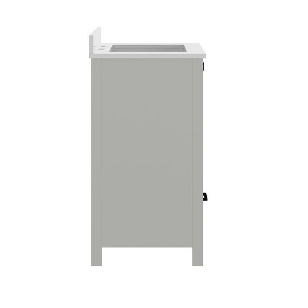 Gray Frame/Black Hardware,30" |#| 30 Inch Bathroom Vanity with Undermount Sink, Cabinet, and Drawer in Gray