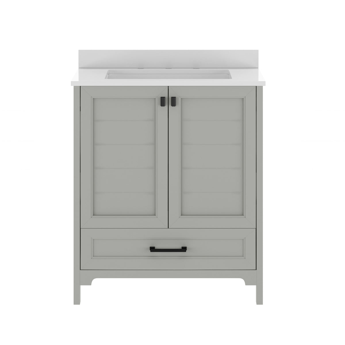 Gray Frame/Black Hardware,30" |#| 30 Inch Bathroom Vanity with Undermount Sink, Cabinet, and Drawer in Gray