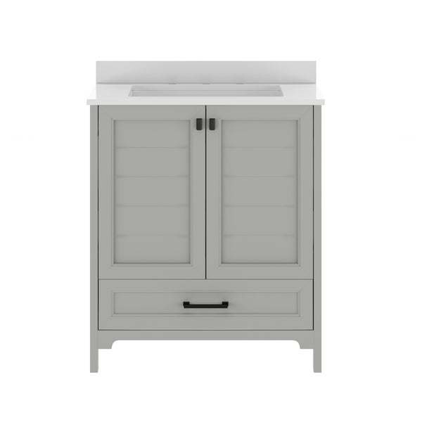Gray Frame/Black Hardware,30" |#| 30 Inch Bathroom Vanity with Undermount Sink, Cabinet, and Drawer in Gray