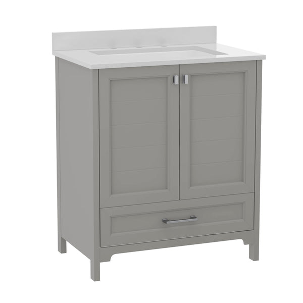 Gray,30" |#| 30 Inch Bathroom Vanity with Undermount Sink, Cabinet, and Drawer in Gray