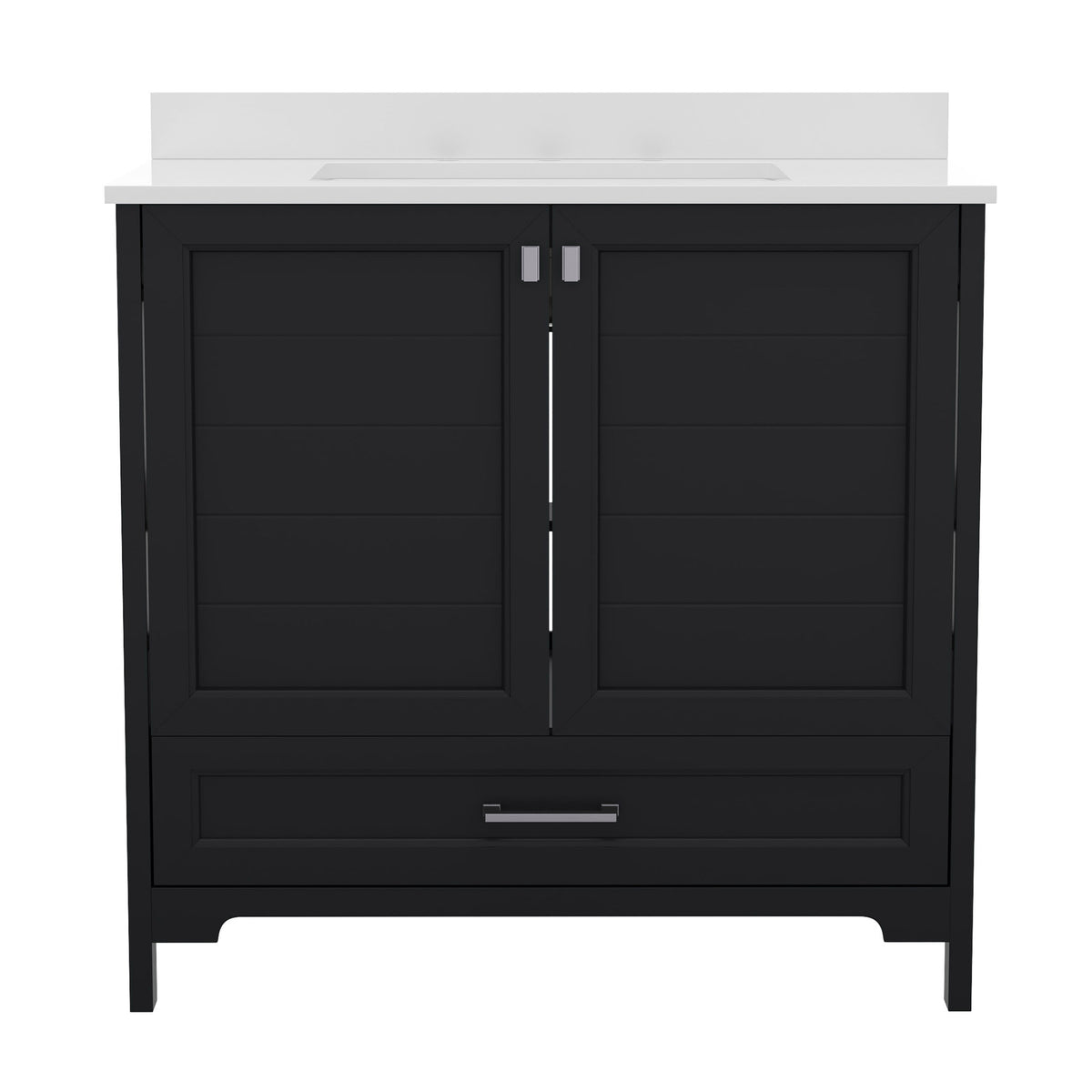 Black,36" |#| 36 Inch Bathroom Vanity with Undermount Sink, Cabinet, and Drawer in Black