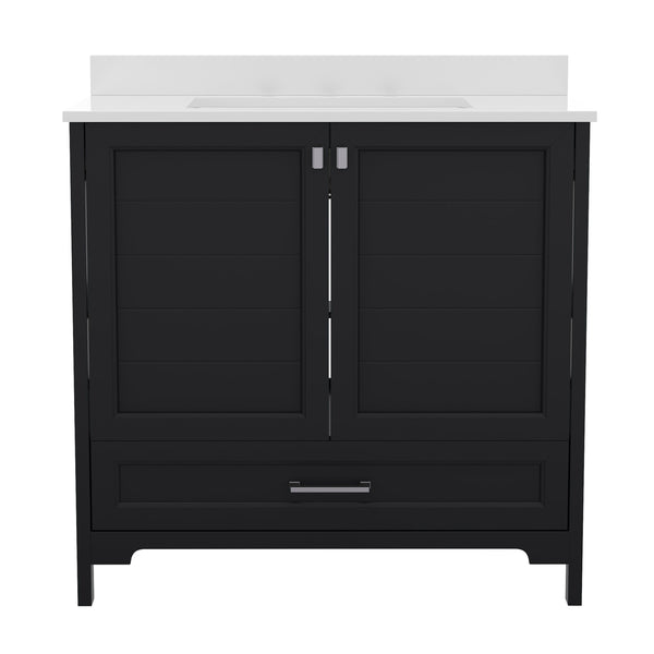 Black,36" |#| 36 Inch Bathroom Vanity with Undermount Sink, Cabinet, and Drawer in Black