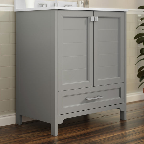 Gray,30" |#| 30 Inch Bathroom Vanity with Undermount Sink, Cabinet, and Drawer in Gray