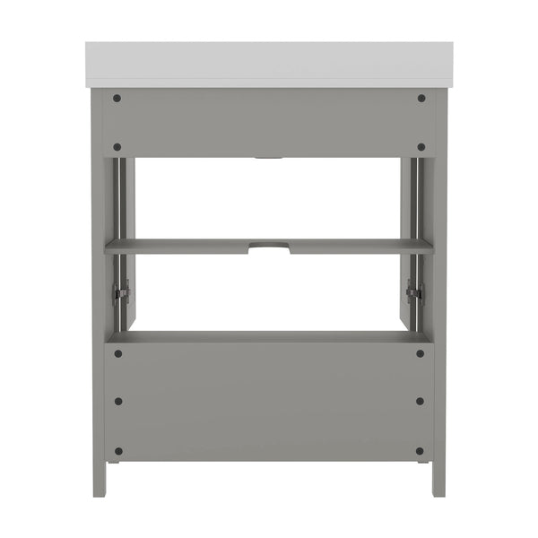 Gray,30" |#| 30 Inch Bathroom Vanity with Undermount Sink, Cabinet, and Drawer in Gray