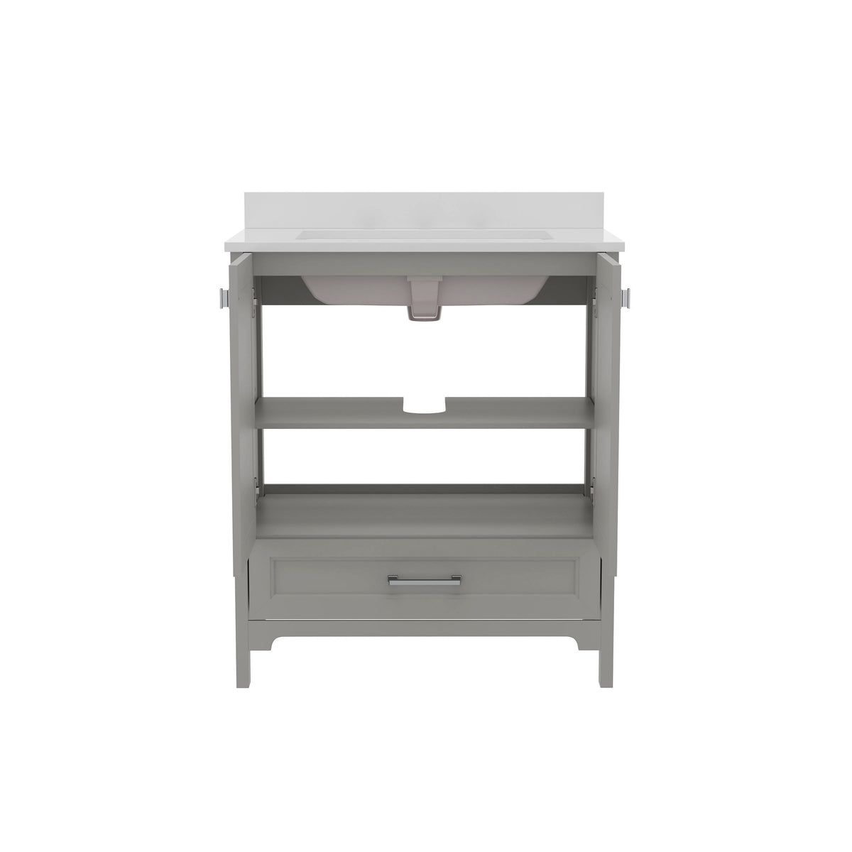 Gray,30" |#| 30 Inch Bathroom Vanity with Undermount Sink, Cabinet, and Drawer in Gray