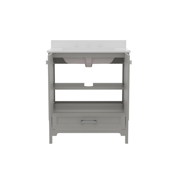 Gray,30" |#| 30 Inch Bathroom Vanity with Undermount Sink, Cabinet, and Drawer in Gray