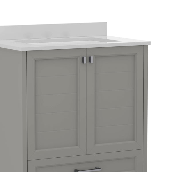 White,30" |#| 30 Inch Bathroom Vanity with Undermount Sink, Cabinet, and Drawer in White