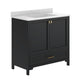 Black Frame/Gold Hardware,36" |#| 36 Inch Bathroom Vanity with Undermount Sink, Cabinet, and Drawer in Black