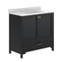 Black Frame/Gold Hardware,36" |#| 36 Inch Bathroom Vanity with Undermount Sink, Cabinet, and Drawer in Black