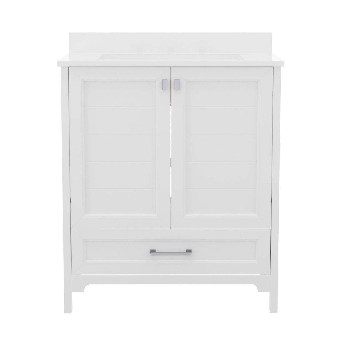 White,30" |#| 30 Inch Bathroom Vanity with Undermount Sink, Cabinet, and Drawer in White