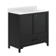 Black Frame/Black Hardware,36" |#| 36 Inch Bathroom Vanity with Undermount Sink, Cabinet, and Drawer in Black