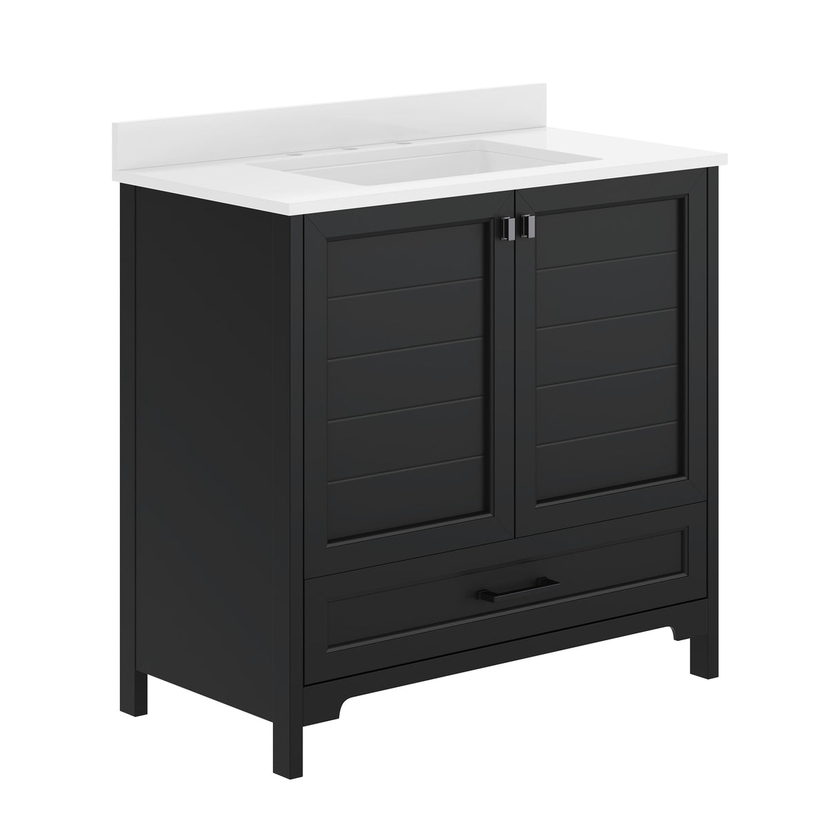 Black Frame/Black Hardware,36" |#| 36 Inch Bathroom Vanity with Undermount Sink, Cabinet, and Drawer in Black