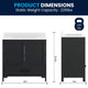 Black Frame/Black Hardware,36" |#| 36 Inch Bathroom Vanity with Undermount Sink, Cabinet, and Drawer in Black