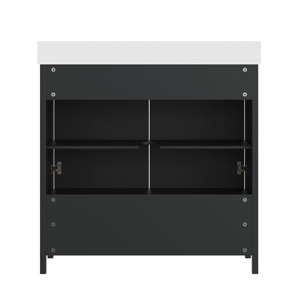 Black Frame/Black Hardware,36" |#| 36 Inch Bathroom Vanity with Undermount Sink, Cabinet, and Drawer in Black