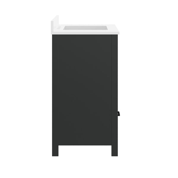 Black Frame/Black Hardware,36" |#| 36 Inch Bathroom Vanity with Undermount Sink, Cabinet, and Drawer in Black