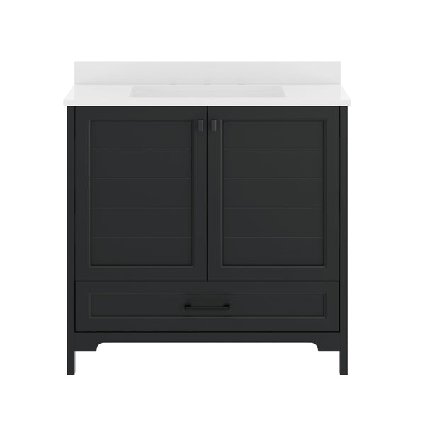 Black Frame/Black Hardware,36" |#| 36 Inch Bathroom Vanity with Undermount Sink, Cabinet, and Drawer in Black