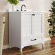 White Frame/Black Hardware,30" |#| 30 Inch Bathroom Vanity with Undermount Sink, Cabinet, and Drawer in White