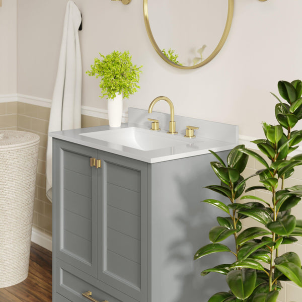 Gray Frame/Gold Hardware,30" |#| 30 Inch Bathroom Vanity with Undermount Sink, Cabinet, and Drawer in Gray