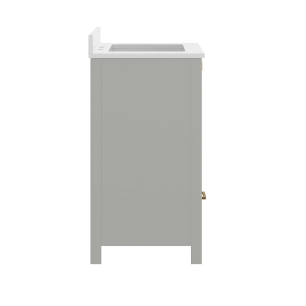 Gray Frame/Gold Hardware,30" |#| 30 Inch Bathroom Vanity with Undermount Sink, Cabinet, and Drawer in Gray