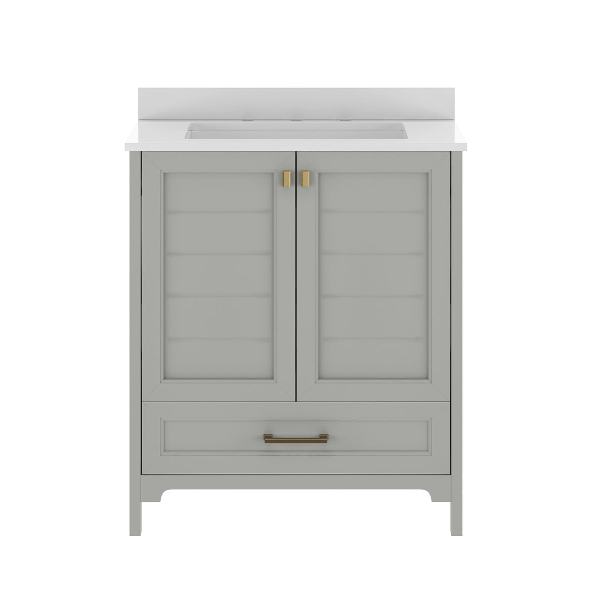 Gray Frame/Gold Hardware,30" |#| 30 Inch Bathroom Vanity with Undermount Sink, Cabinet, and Drawer in Gray