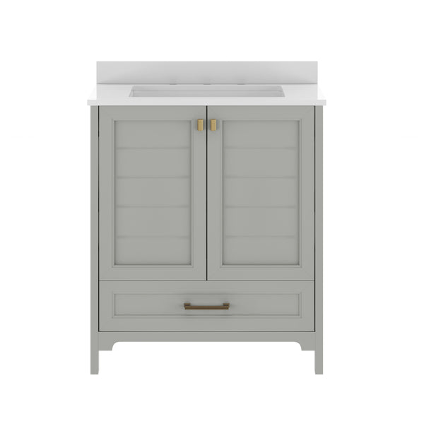 Gray Frame/Gold Hardware,30" |#| 30 Inch Bathroom Vanity with Undermount Sink, Cabinet, and Drawer in Gray