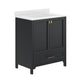 Black Frame/Gold Hardware,30" |#| 30 Inch Bathroom Vanity with Undermount Sink, Cabinet, and Drawer in Black
