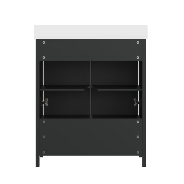 Black Frame/Gold Hardware,30" |#| 30 Inch Bathroom Vanity with Undermount Sink, Cabinet, and Drawer in Black