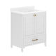 White Frame/Gold Hardware,30" |#| 30 Inch Bathroom Vanity with Undermount Sink, Cabinet, and Drawer in White
