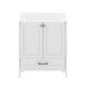 White Frame/Gold Hardware,30" |#| 30 Inch Bathroom Vanity with Undermount Sink, Cabinet, and Drawer in White
