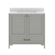 Gray Frame/Gold Hardware,36" |#| 36 Inch Bathroom Vanity with Undermount Sink, Cabinet, and Drawer in Gray