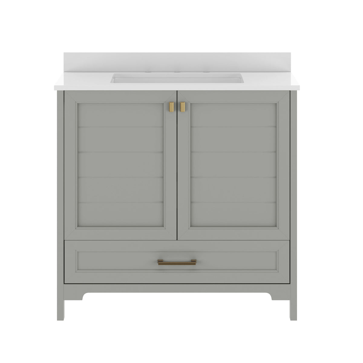 Gray Frame/Gold Hardware,36" |#| 36 Inch Bathroom Vanity with Undermount Sink, Cabinet, and Drawer in Gray