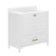 White Frame/Gold Hardware,36" |#| 36 Inch Bathroom Vanity with Undermount Sink, Cabinet, and Drawer in White