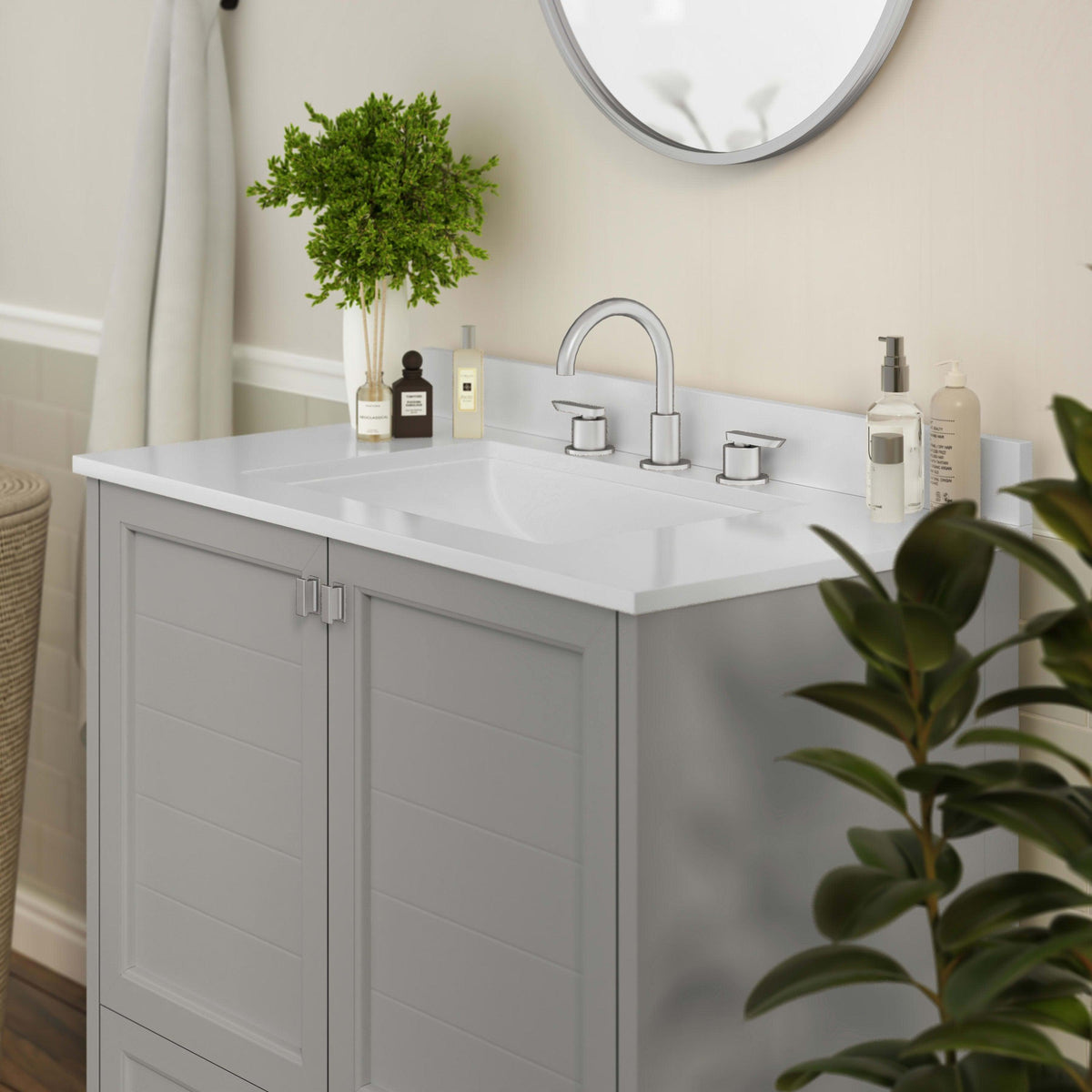 Gray,36" |#| 36 Inch Bathroom Vanity with Undermount Sink, Cabinet, and Drawer in Gray