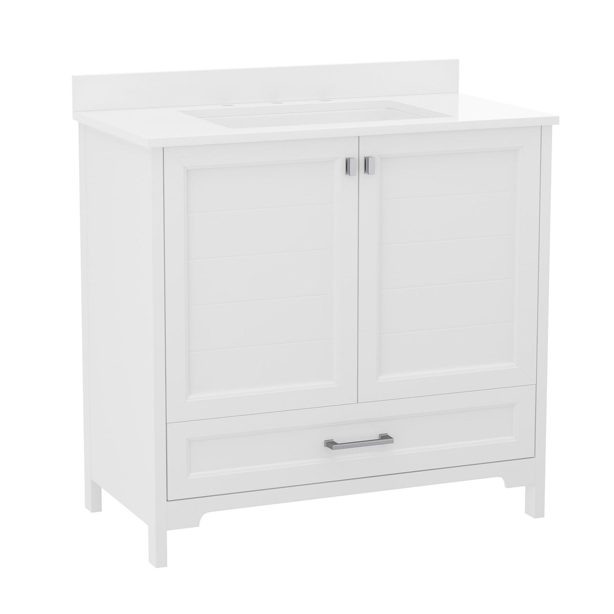 White,36" |#| 36 Inch Bathroom Vanity with Undermount Sink, Cabinet, and Drawer in White