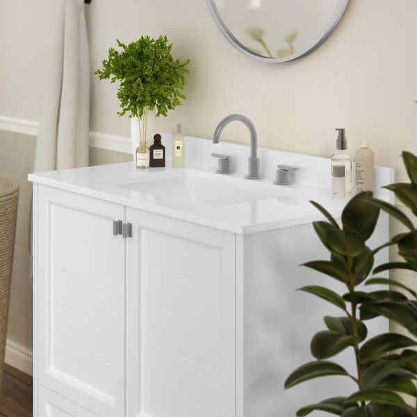 White,36" |#| 36 Inch Bathroom Vanity with Undermount Sink, Cabinet, and Drawer in White