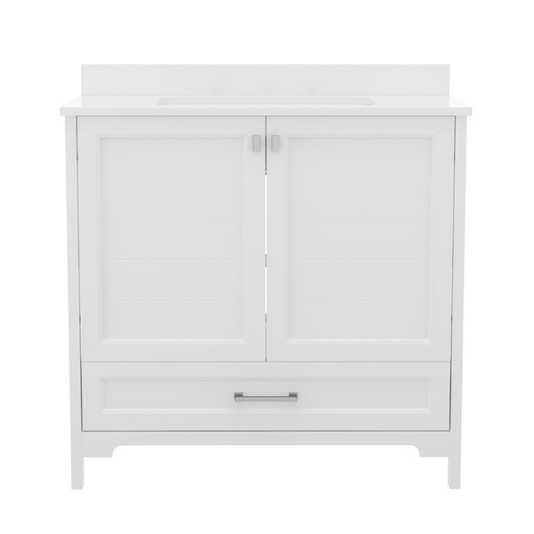 White,36" |#| 36 Inch Bathroom Vanity with Undermount Sink, Cabinet, and Drawer in White
