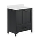 Black Frame/Black Hardware,30" |#| 30 Inch Bathroom Vanity with Undermount Sink, Cabinet, and Drawer in Black