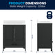 Black Frame/Black Hardware,30" |#| 30 Inch Bathroom Vanity with Undermount Sink, Cabinet, and Drawer in Black