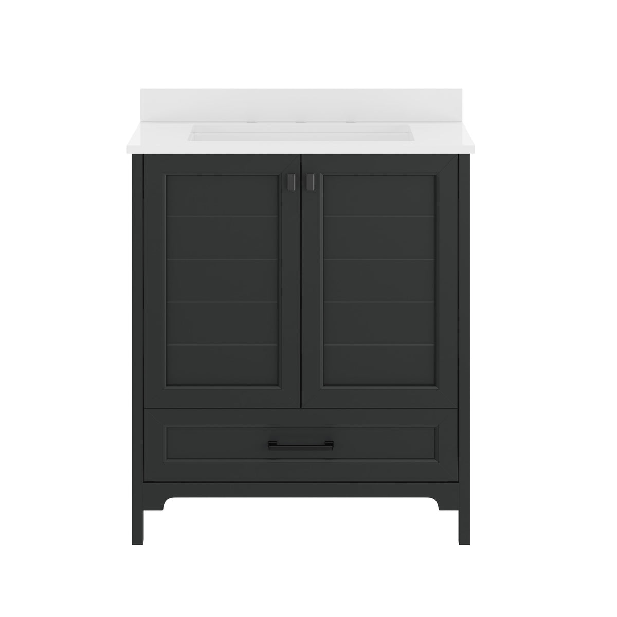 Black Frame/Black Hardware,30" |#| 30 Inch Bathroom Vanity with Undermount Sink, Cabinet, and Drawer in Black