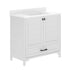White Frame/Black Hardware,36" |#| 36 Inch Bathroom Vanity with Undermount Sink, Cabinet, and Drawer in White