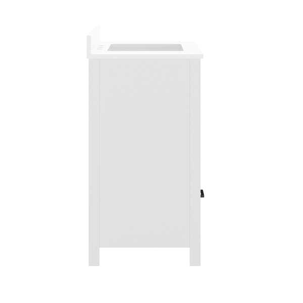 White Frame/Black Hardware,36" |#| 36 Inch Bathroom Vanity with Undermount Sink, Cabinet, and Drawer in White