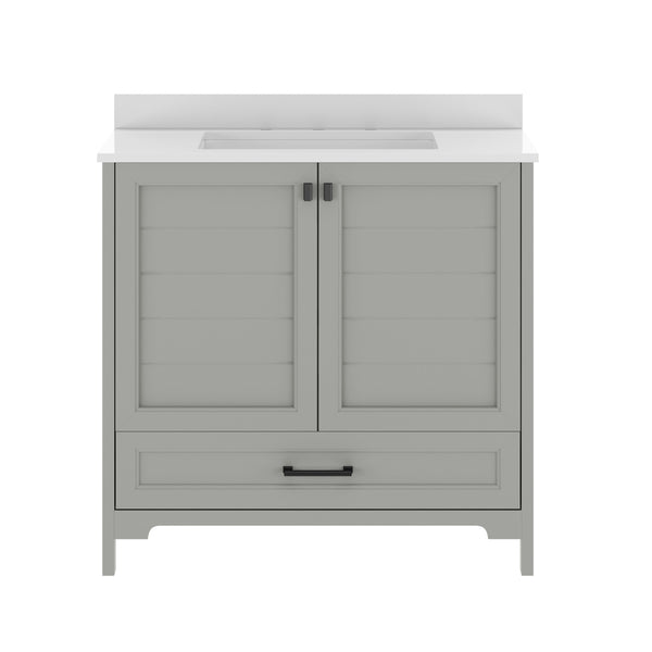 Gray Frame/Black Hardware,36" |#| 36 Inch Bathroom Vanity with Undermount Sink, Cabinet, and Drawer in Gray